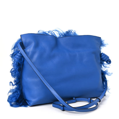 Loewe Nappa Shearling Flamenco Knot Clutch Blue 3 of 10