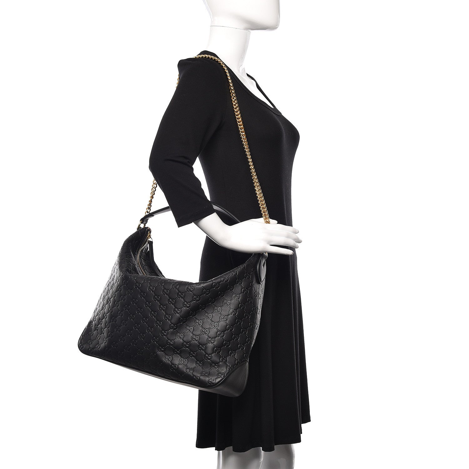 Gucci Guccissima Signature Large Linea A Hobo Black 2 of 10