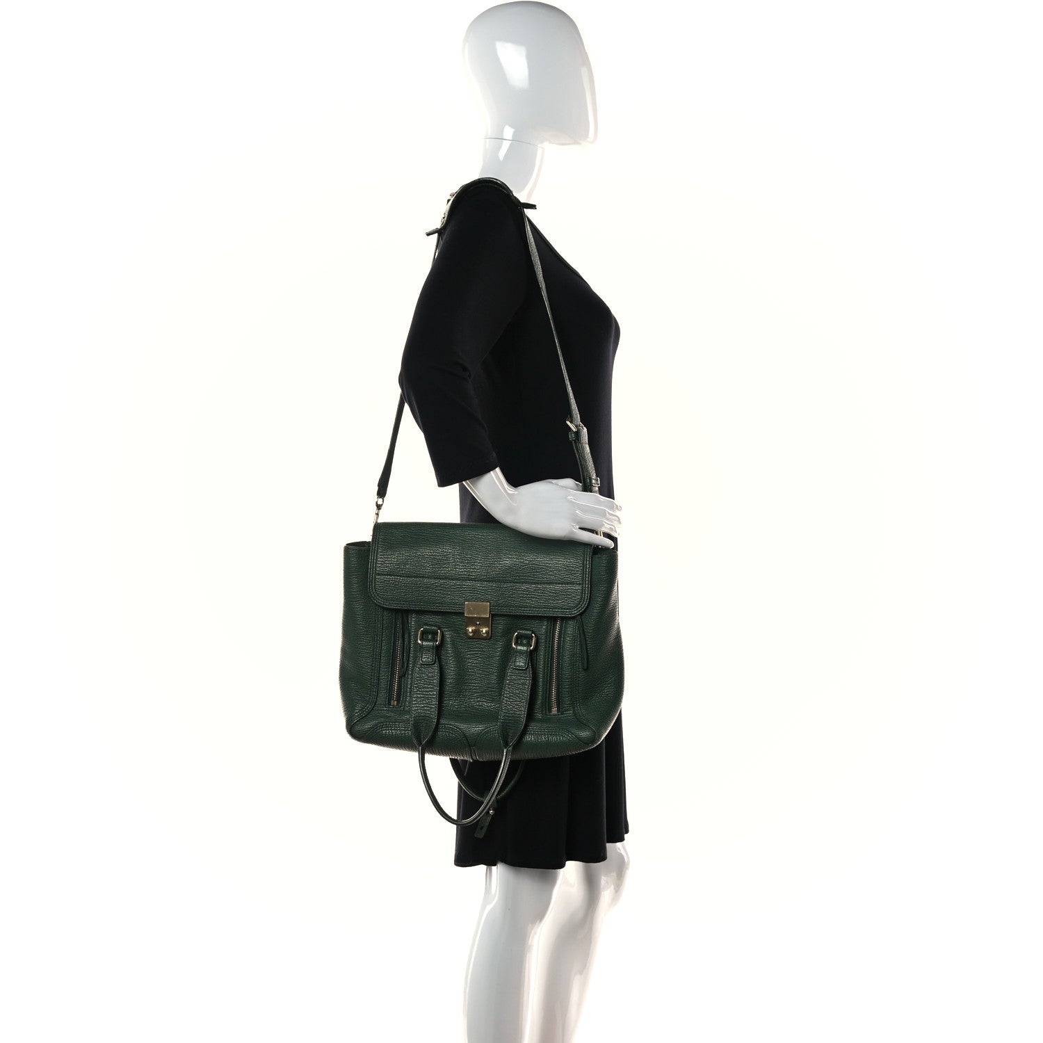 3.1 Phillip Lim Textured Calfskin Medium Pashli Satchel Jade 2 of 43