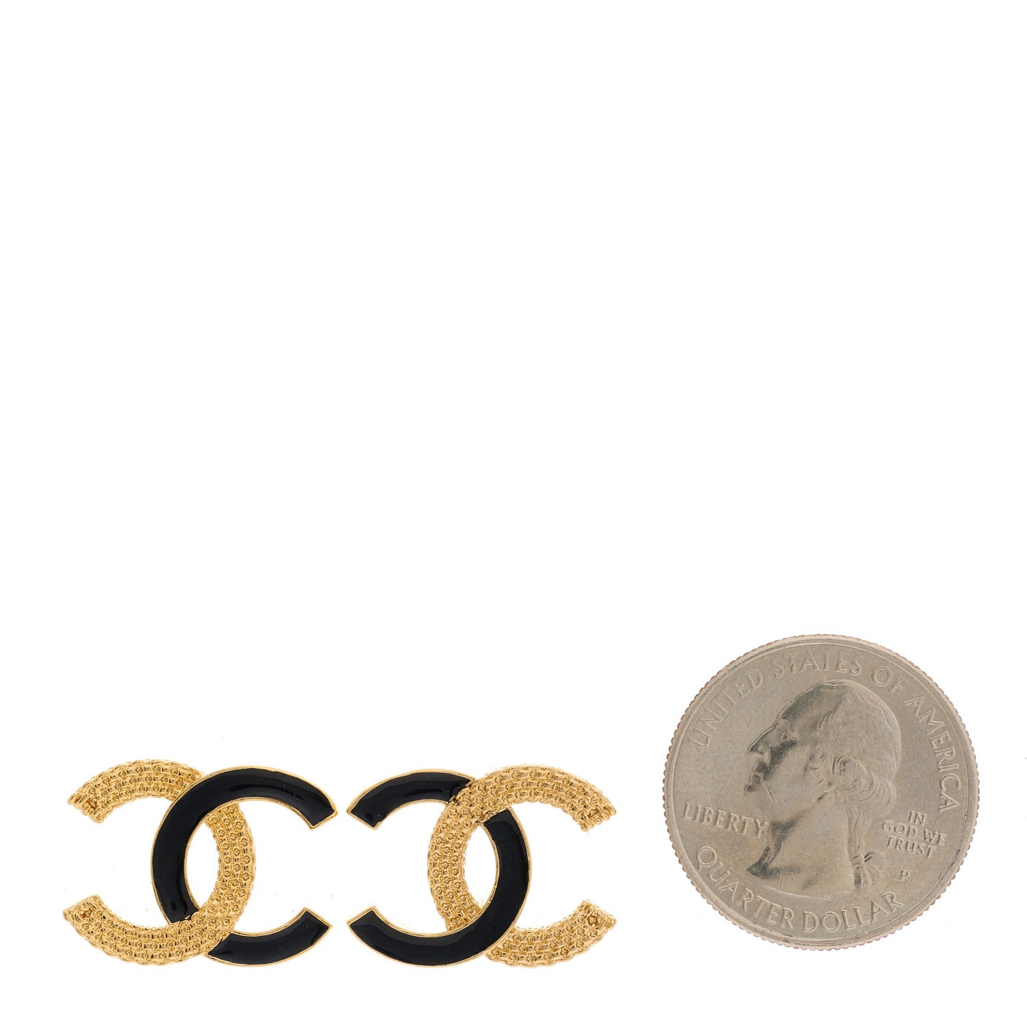 Chanel Metal Enamel CC Earrings Black Gold 2 of 5