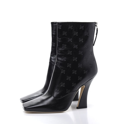 Fendi Vitello Karligraphy Embossed FFreedom High Heel Ankle Boots 39.5 Black 3 of 8