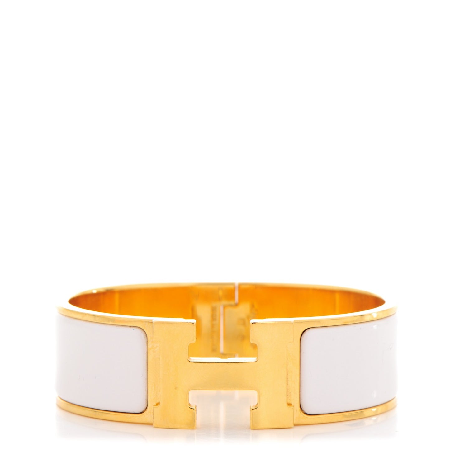 Enamel Wide Clic Clac H Bracelet PM White