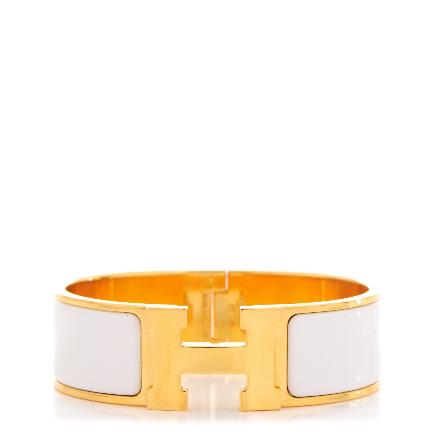 Hermes Enamel Wide Clic Clac H Bracelet PM White 1 of 5
