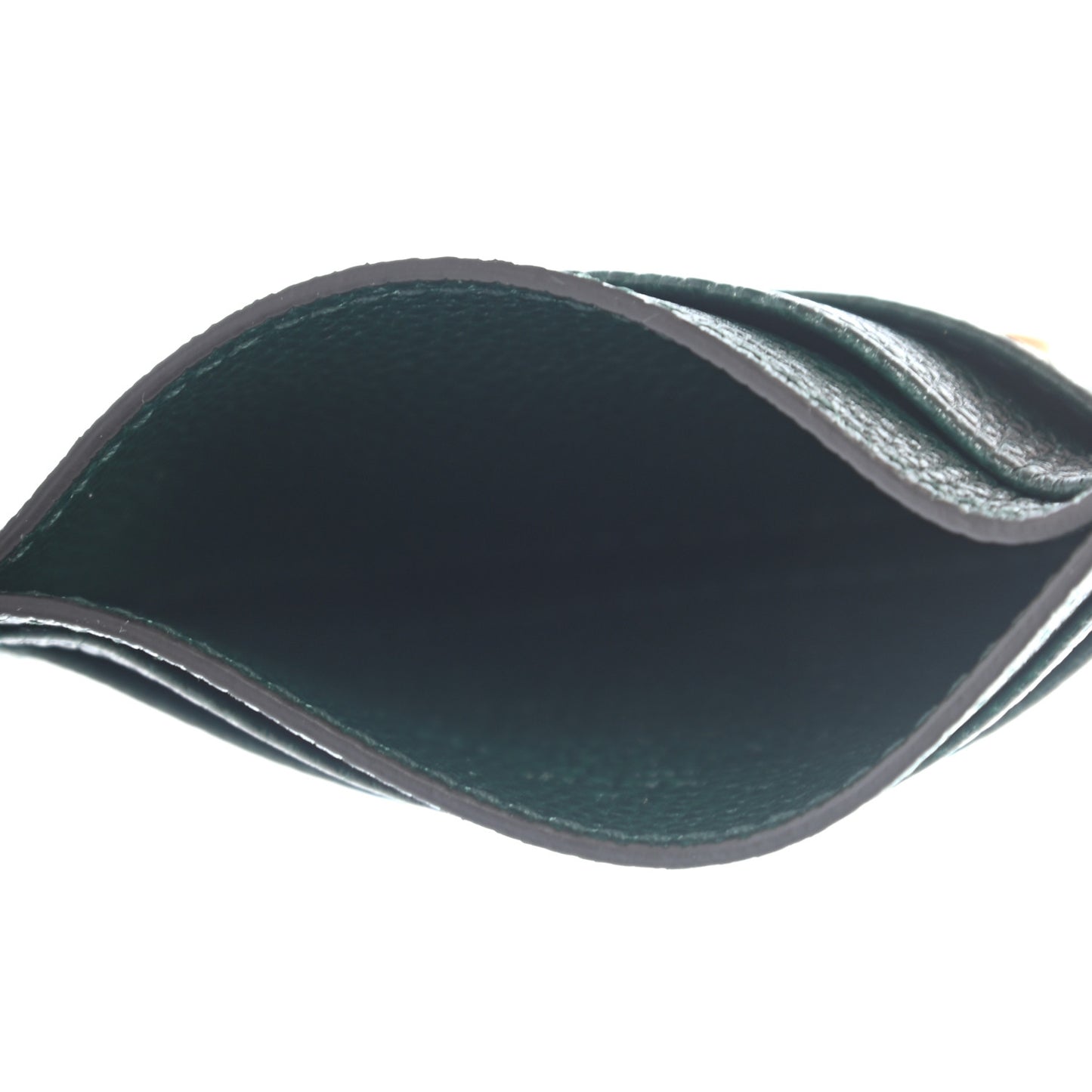 Grainy Calfskin Zumi Card Holder Vintage Green