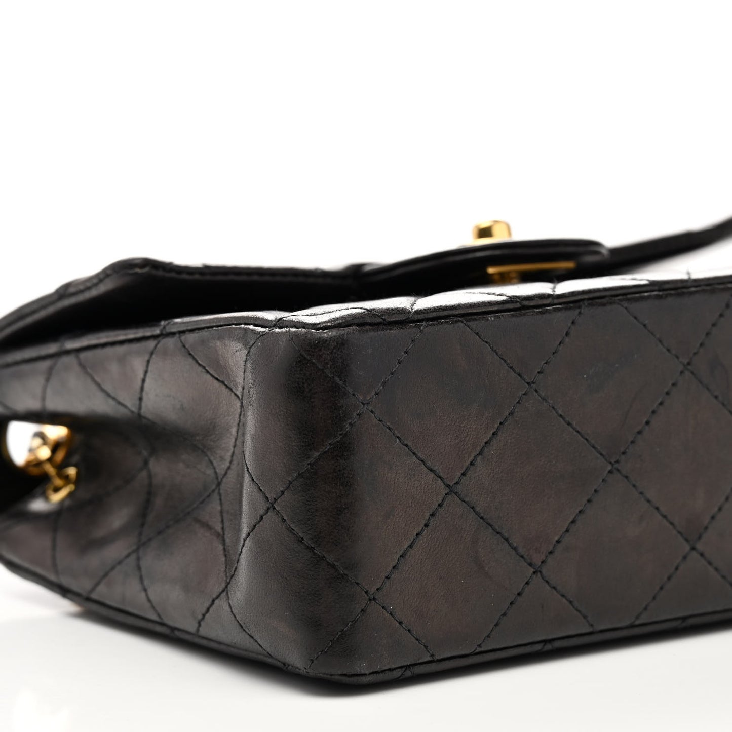 Lambskin Quilted Mini Square Flap Black