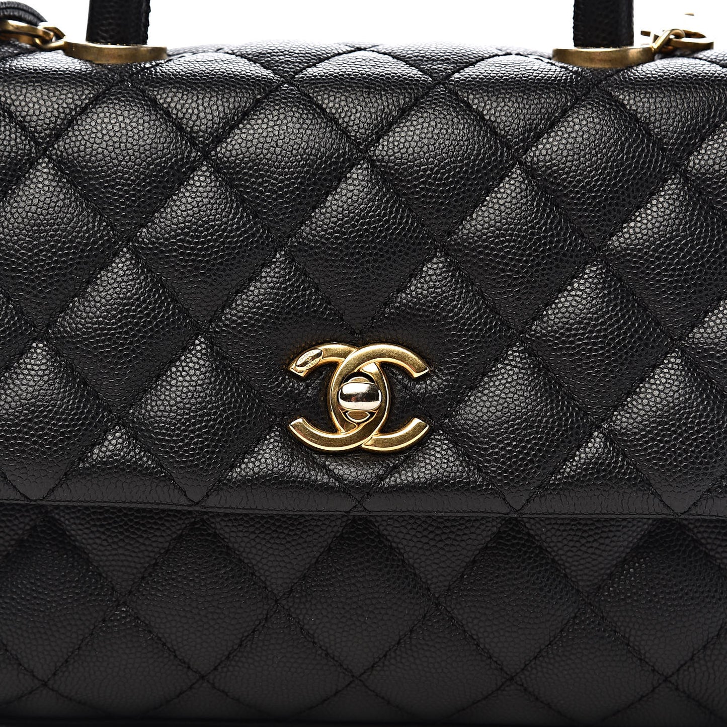Caviar Quilted Mini Coco Handle Flap Black