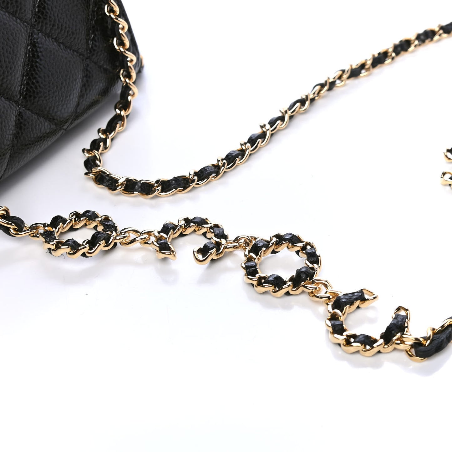 Caviar Quilted Miss Coco Clutch With Chain Black