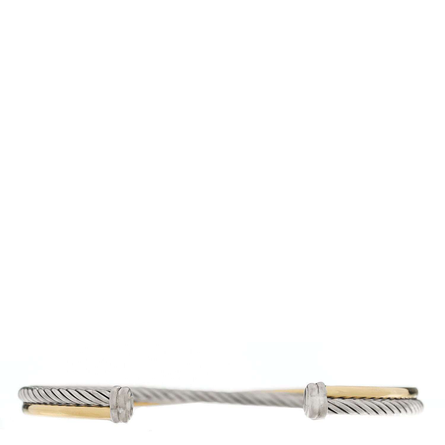 David Yurman Sterling Silver 18K Yellow Gold 3mm Crossover Cuff Bracelet 2 of 3