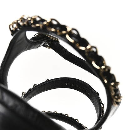 Chanel Crumpled Calfskin Chain Sandals 36 Black 8 of 9
