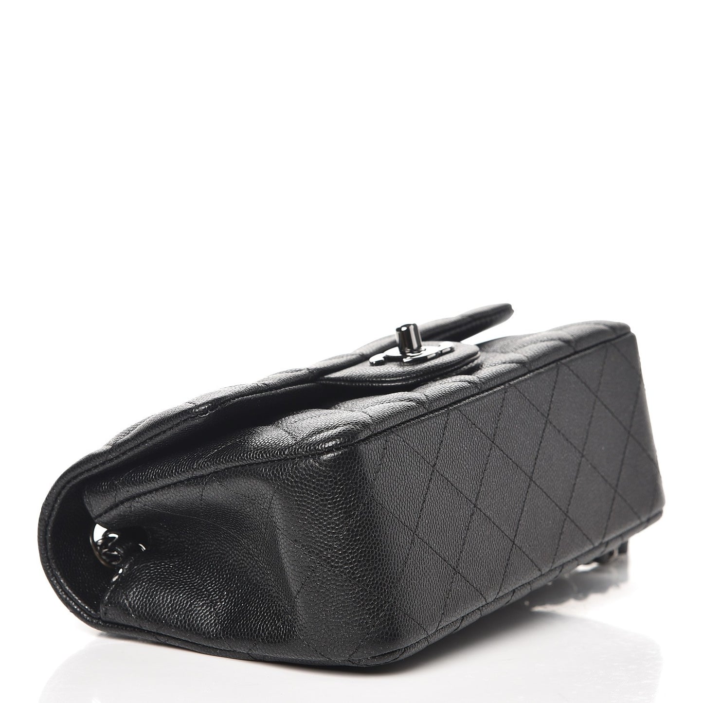 Iridescent Caviar Quilted Mini Rectangular Flap Black