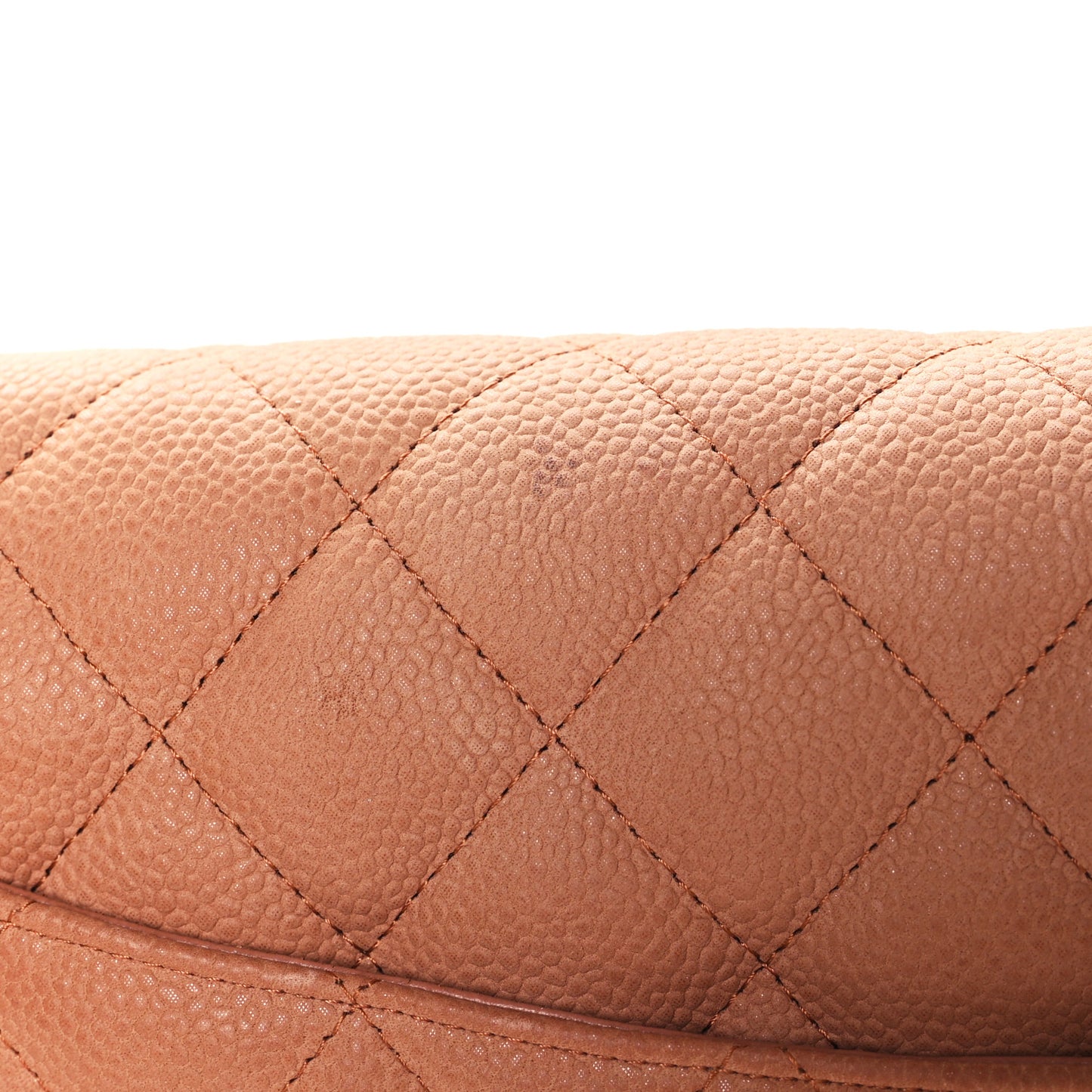 Iridescent Caviar Quilted Jumbo Double Flap Dark Beige