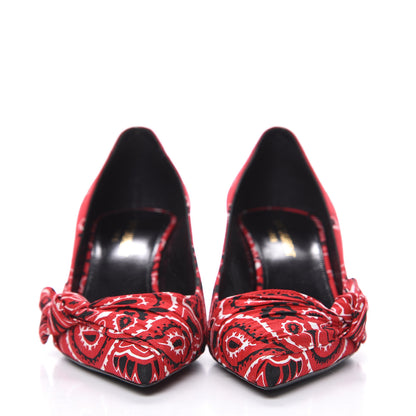 Saint Laurent Bandana Charlotte Kitten Heel Pumps 37.5 Red 2 of 9