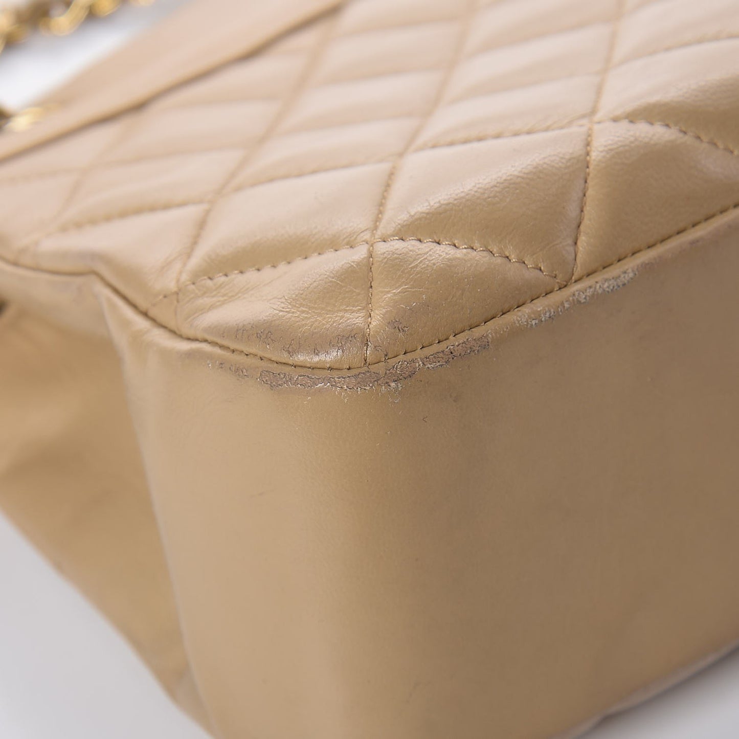 Lambskin Quilted Shoulder Bag Beige