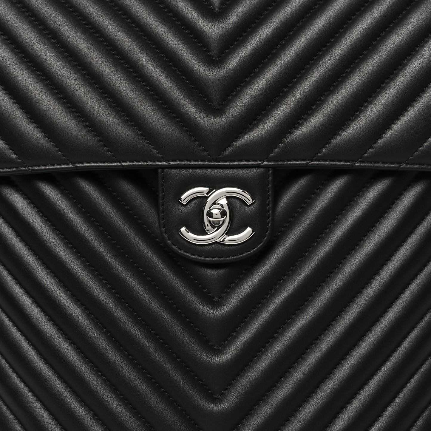 Calfskin Chevron Quilted Large Urban Spirit Backpack Black