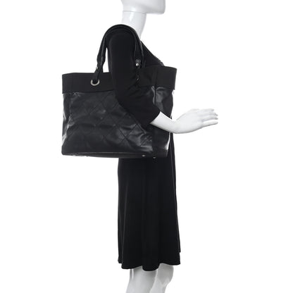 Chanel Coated Canvas Quilted Large Paris Biarritz Tote Black 2 of 11