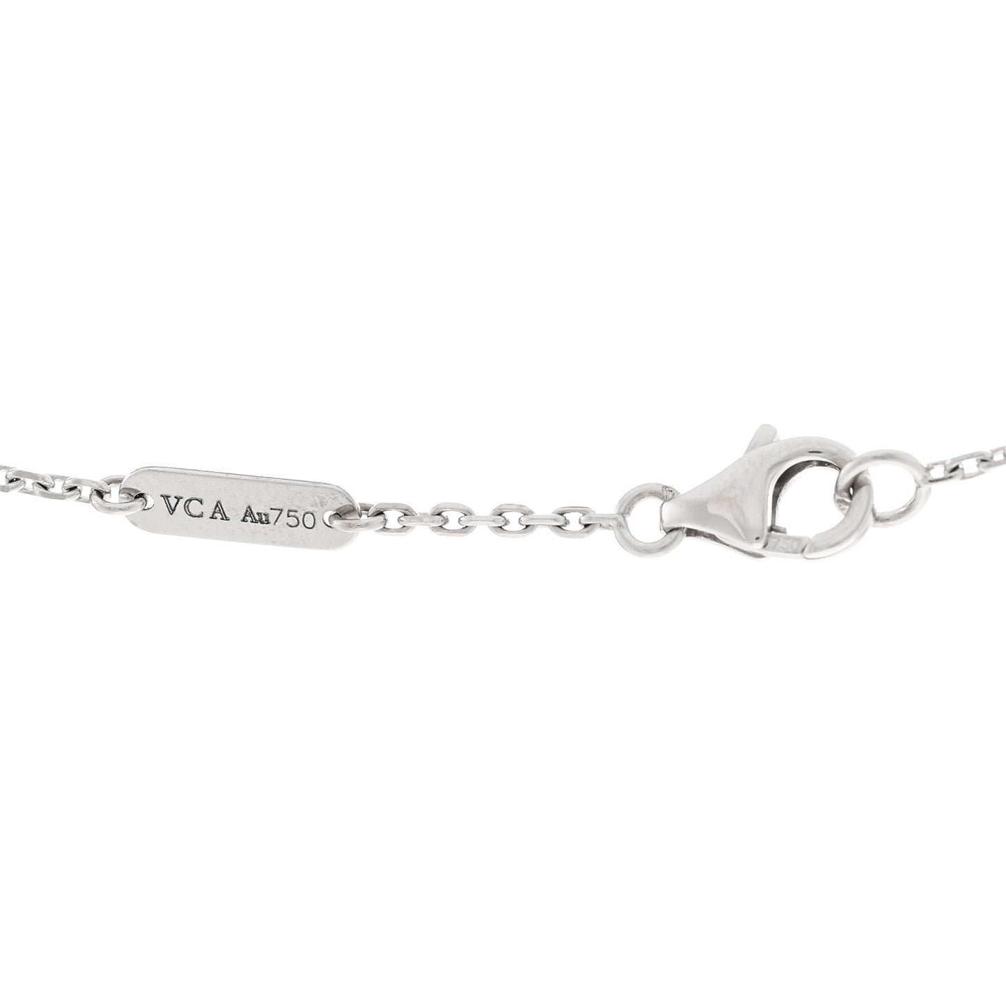 18k White Gold Chalcedony Vintage Alhambra Pendant Necklace