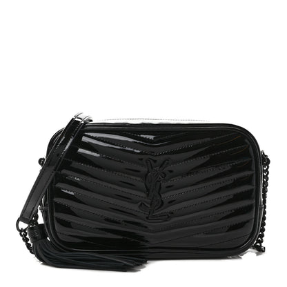 Saint Laurent Patent Calfskin Matelasse Monogram Mini Lou Camera Bag Black 1 of 9