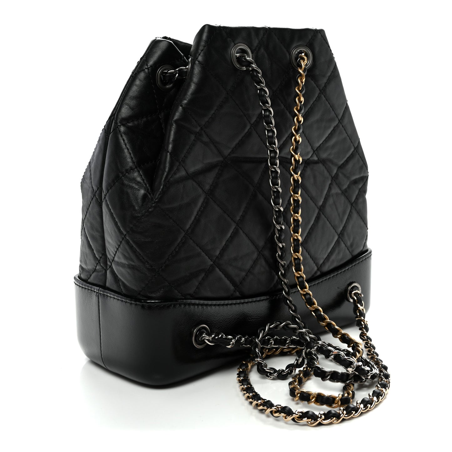Aged Calfskin Quilted Small Gabrielle Backpack Black