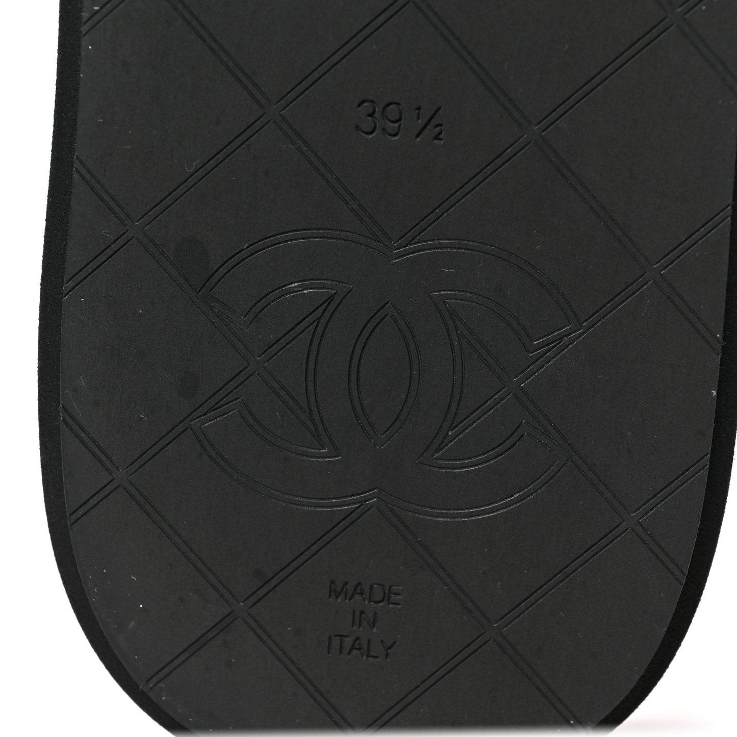 Lambskin Quilted Padded Charms Thong Sandals 39.5 Black