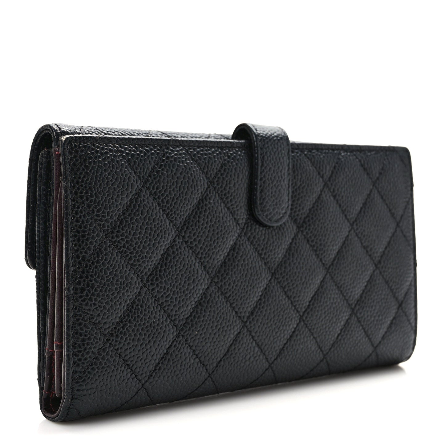 Caviar Quilted Long Flap Wallet Black