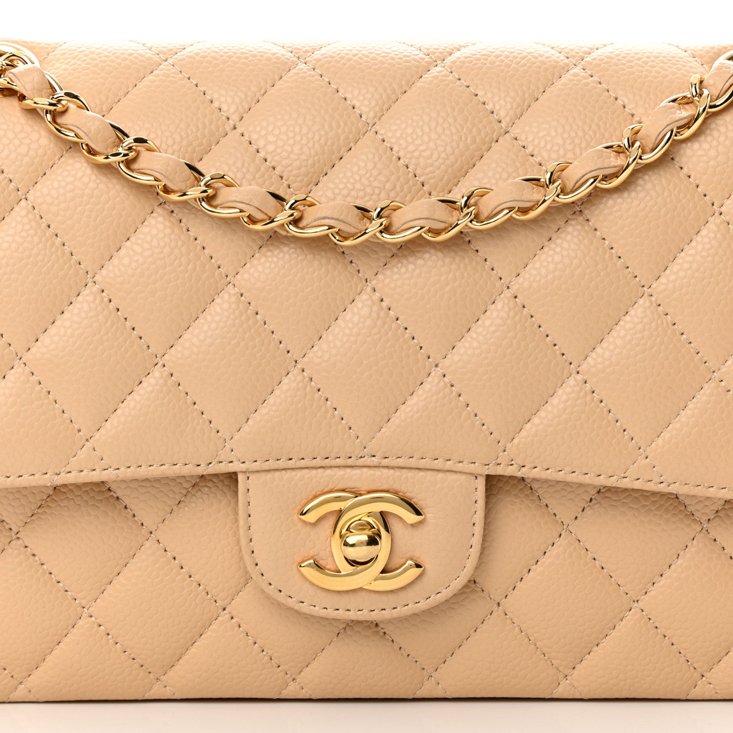 Chanel Caviar Quilted Medium Double Flap Beige 8 of 13