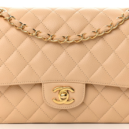 Chanel Caviar Quilted Medium Double Flap Beige 8 of 13