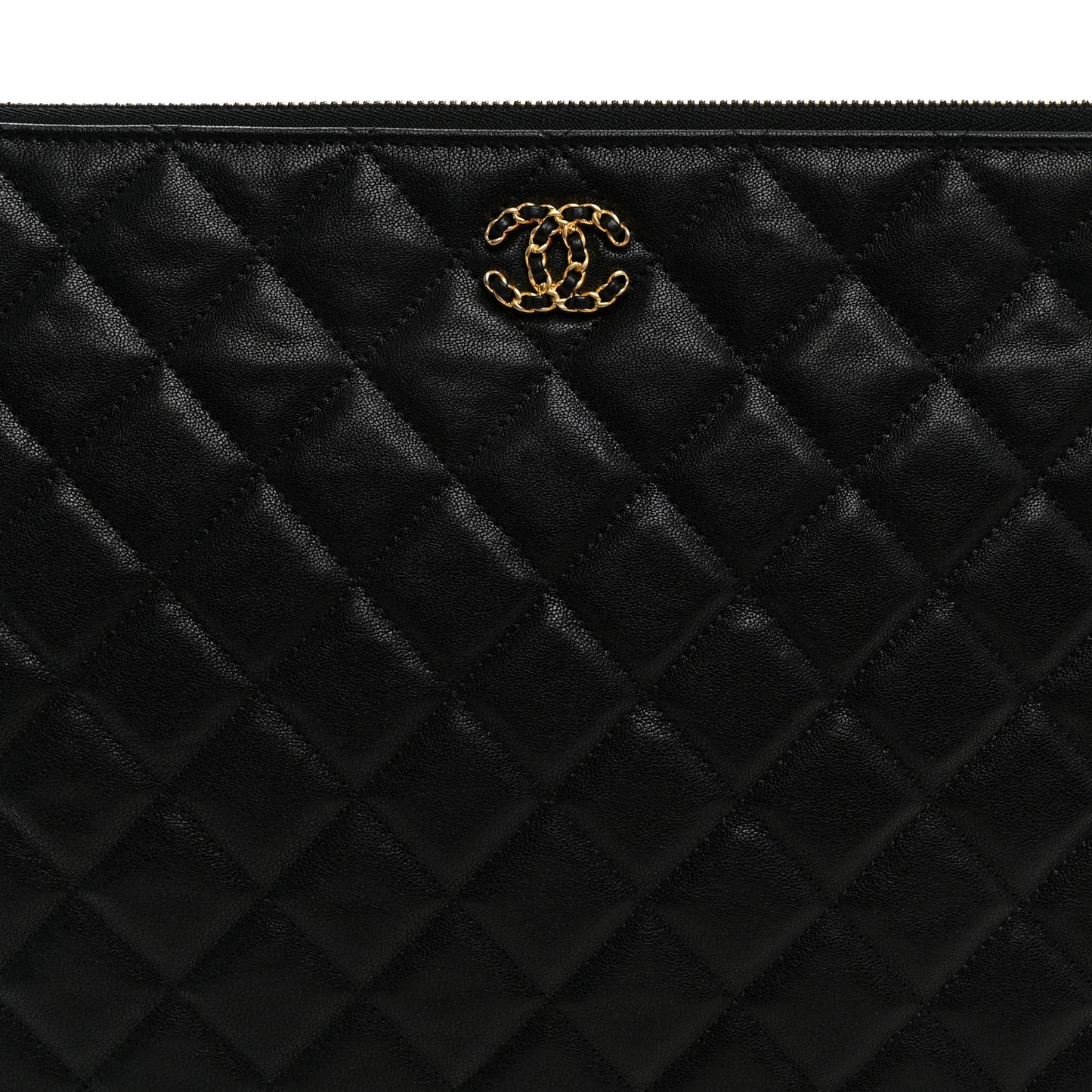 Lambskin Quilted Large Cosmetic Case Black