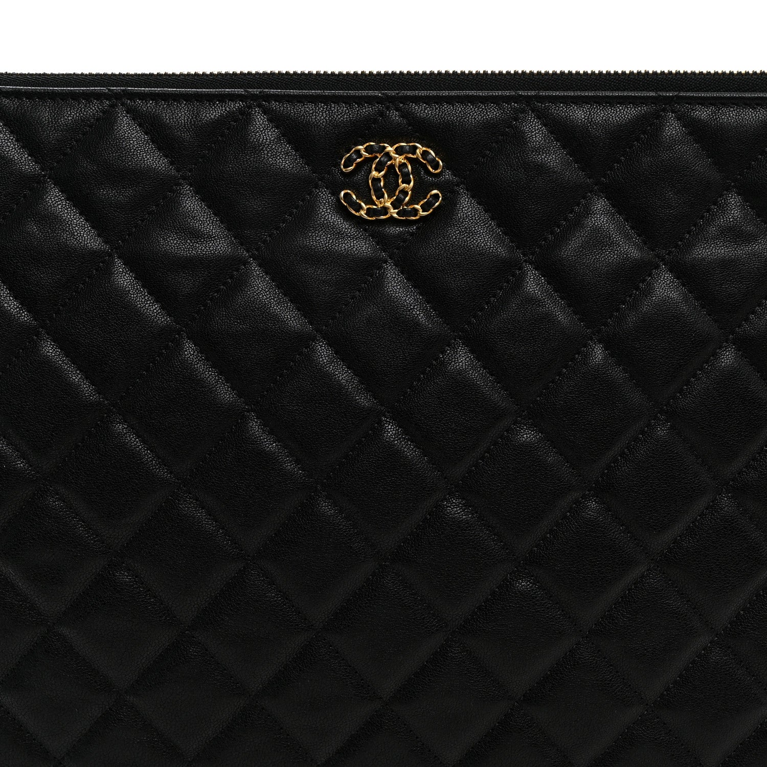 Chanel Lambskin Quilted Large Cosmetic Case Black 8 of 11