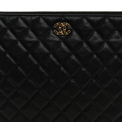 Chanel Lambskin Quilted Large Cosmetic Case Black 8 of 11