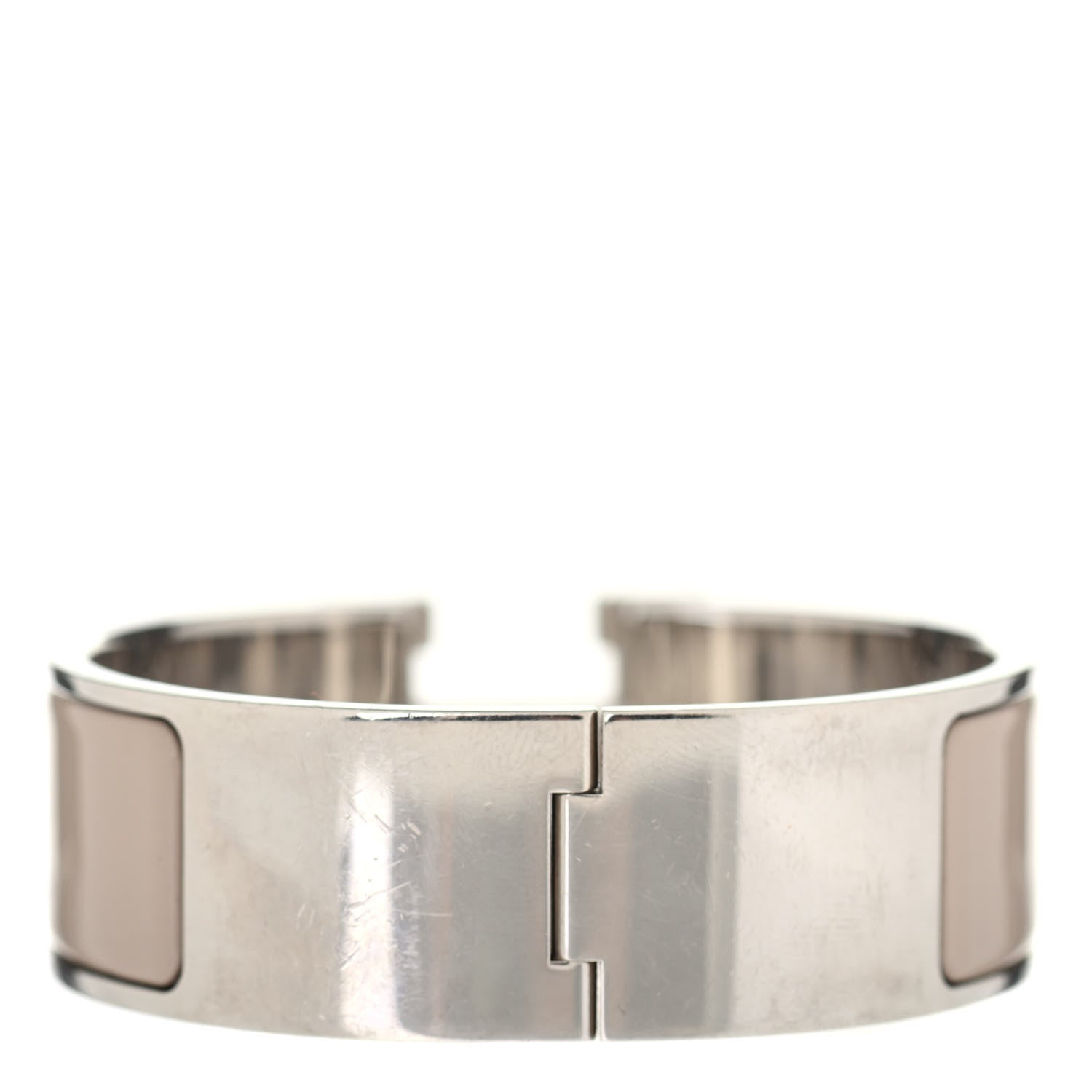 Hermes Enamel Wide Clic Clac H Bracelet PM Blanc Marron Glace 2 of 3