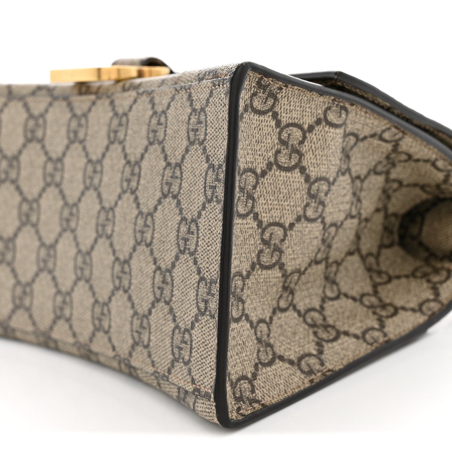 X GUCCI GG Supreme Monogram Small Hourglass Top Handle Bag Beige Ebony