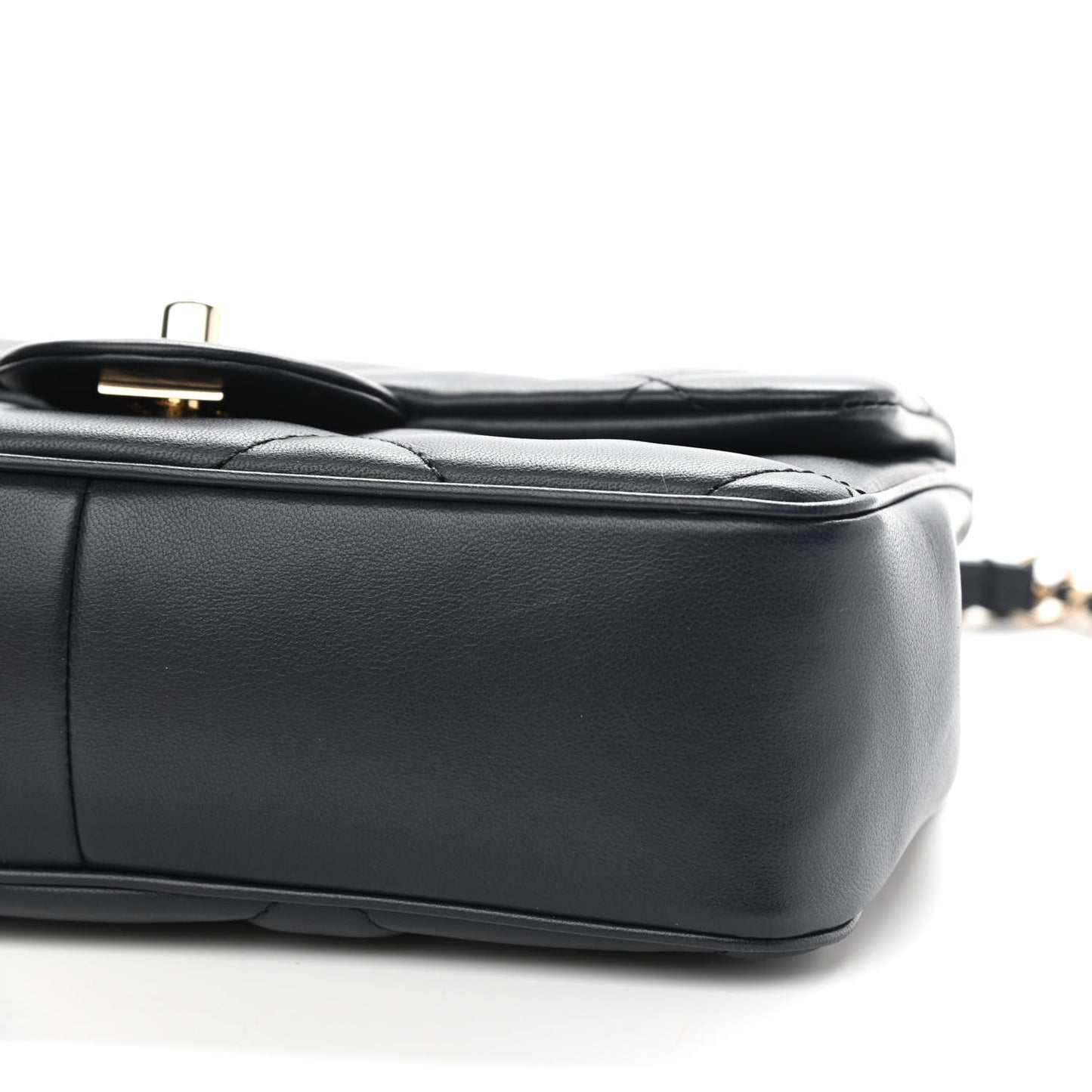 Lambskin Quilted Small Easy Carry Flap Navy