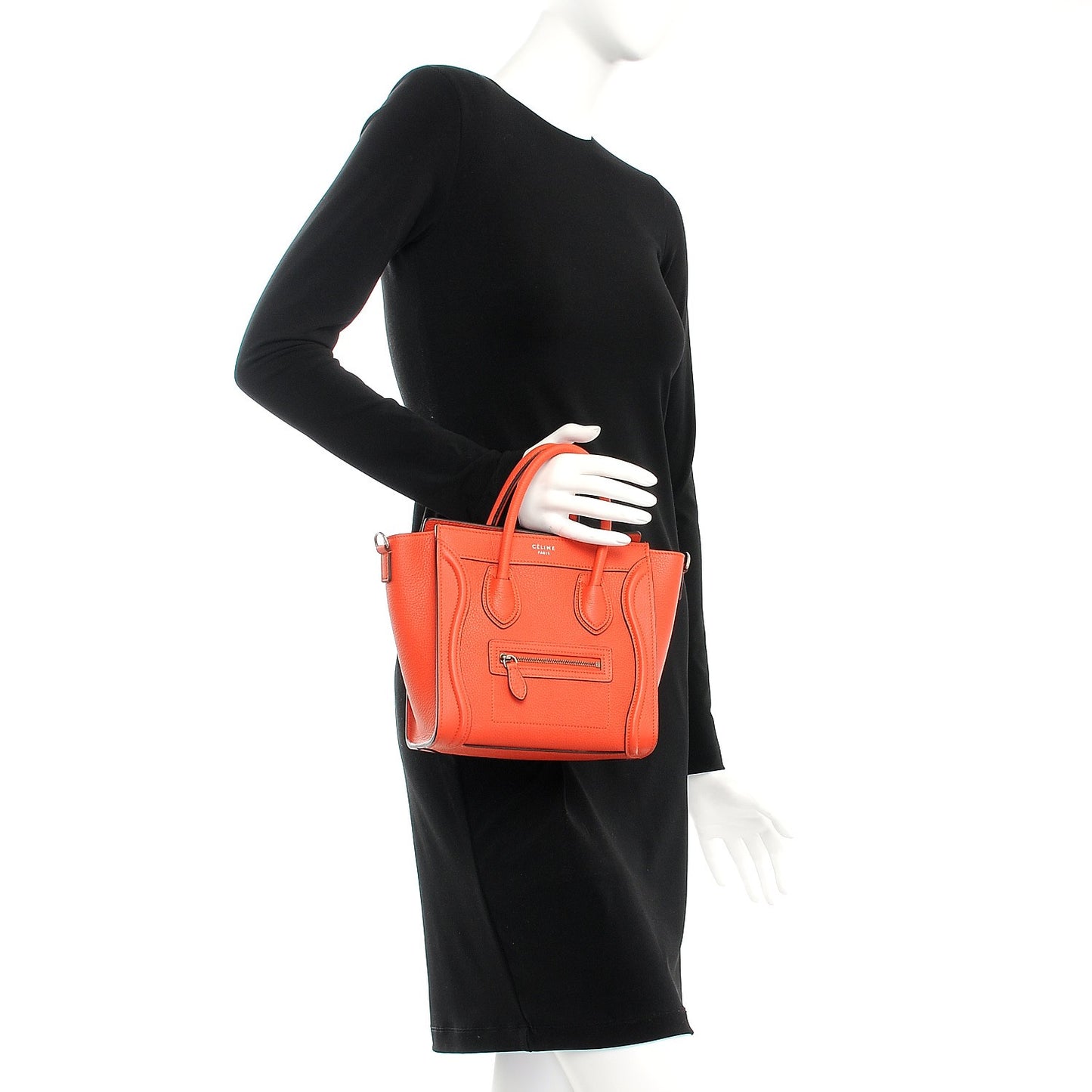 Drummed Calfskin Nano Luggage Vermillion