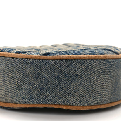 Saint Laurent Denim Matelasse Chevron Quilted Round Vinyle Camera Bag Rodeo Blue Cinnamon 9 of 13