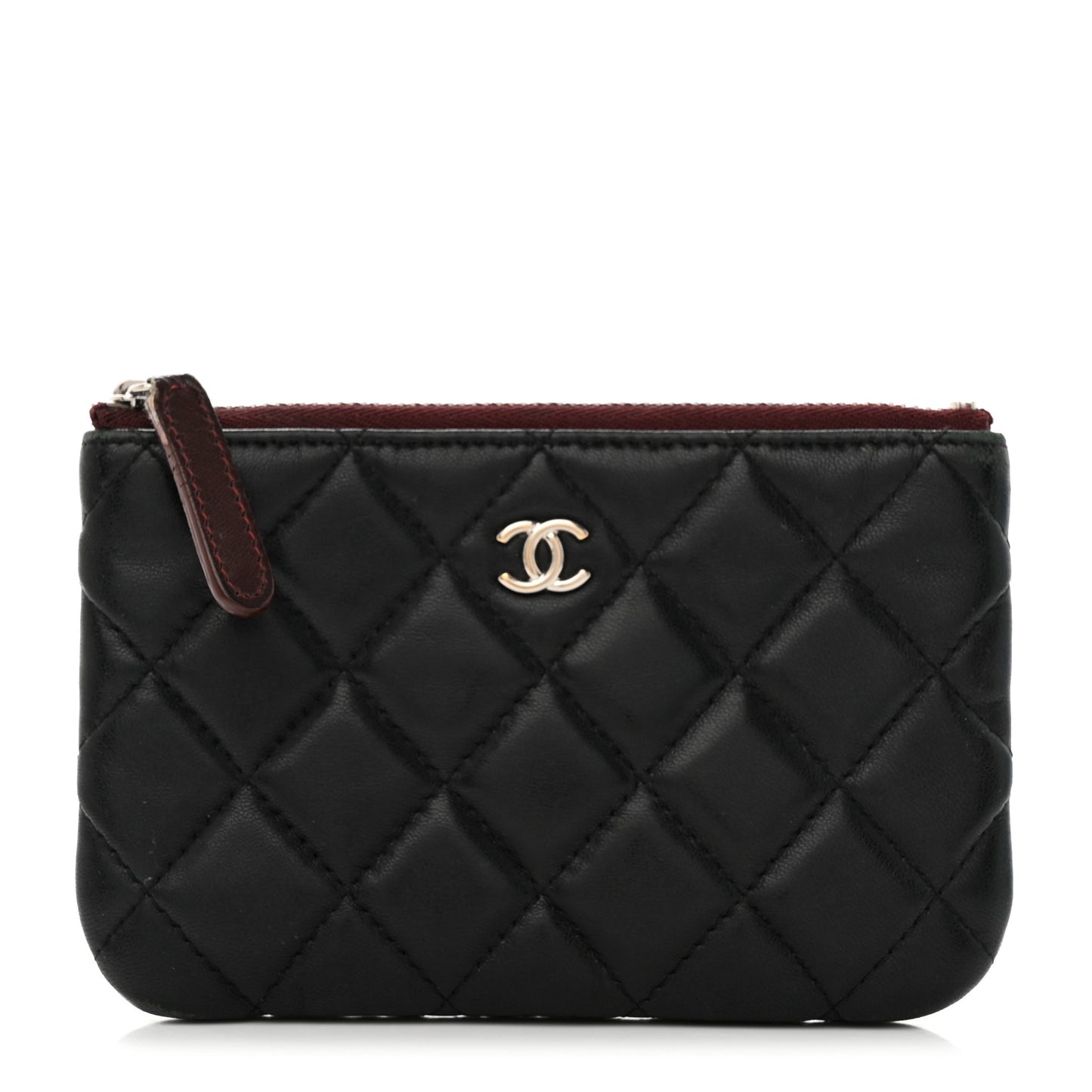 Lambskin Quilted Small Cosmetic Case Black