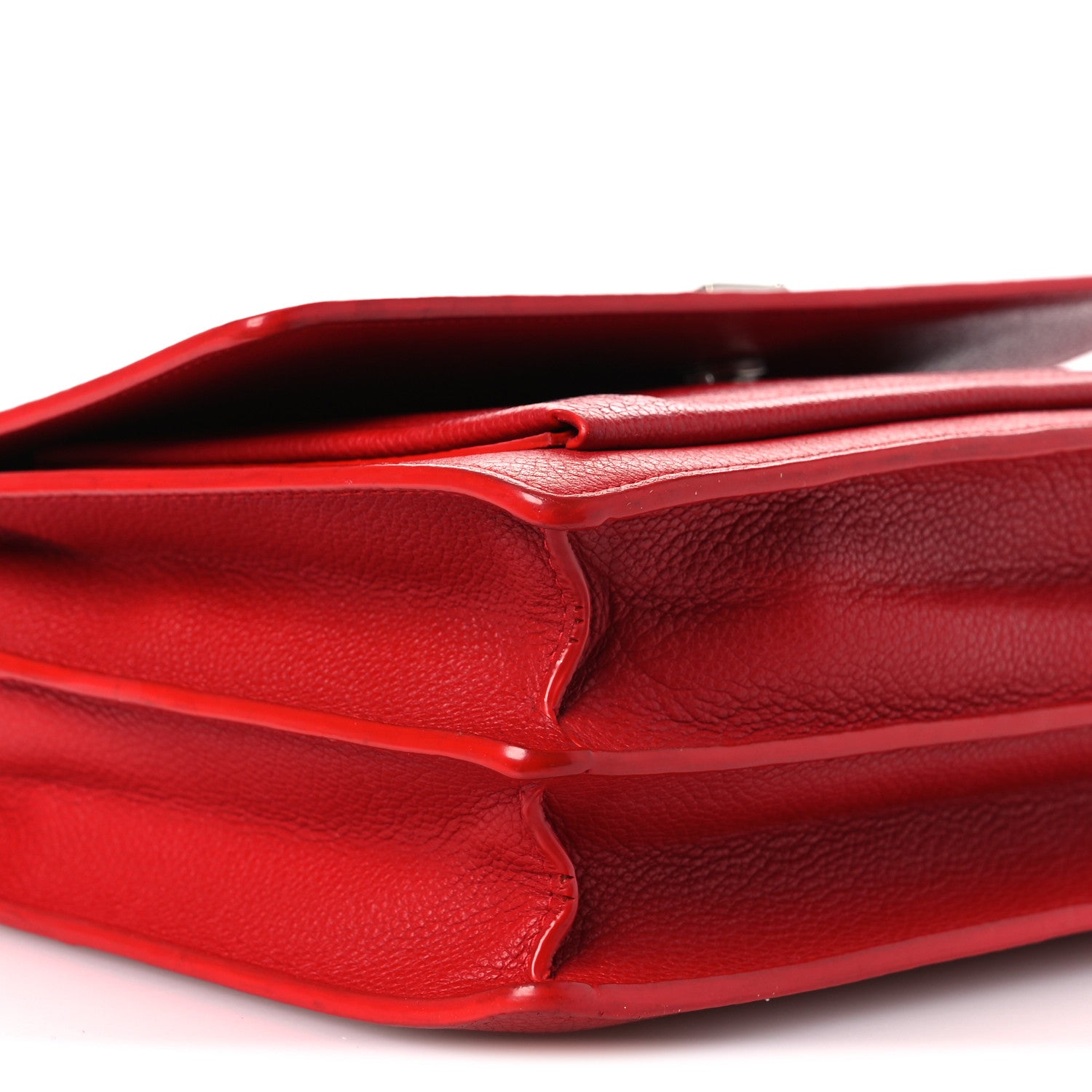 Saint Laurent Grained Calfskin Medium Monogram Sunset Satchel Red 9 of 12