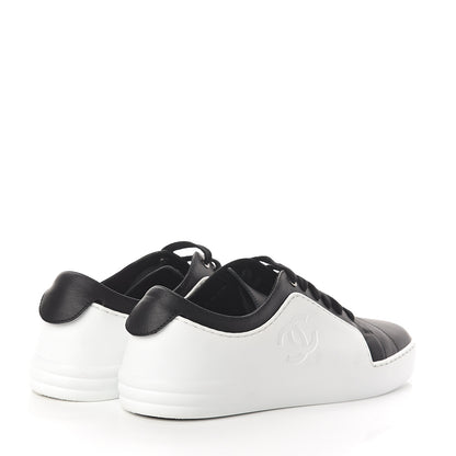 Chanel Calfskin Womens CC Sneakers 39.5 Black White 4 of 7