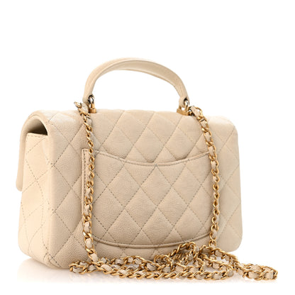 Chanel Caviar Quilted Mini Top Handle Rectangular Flap Beige 3 of 13