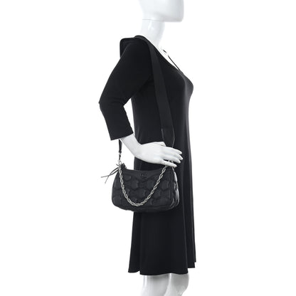 Gucci Nylon Calfskin Enamel GG Matelasse Chain Handbag Black 2 of 12