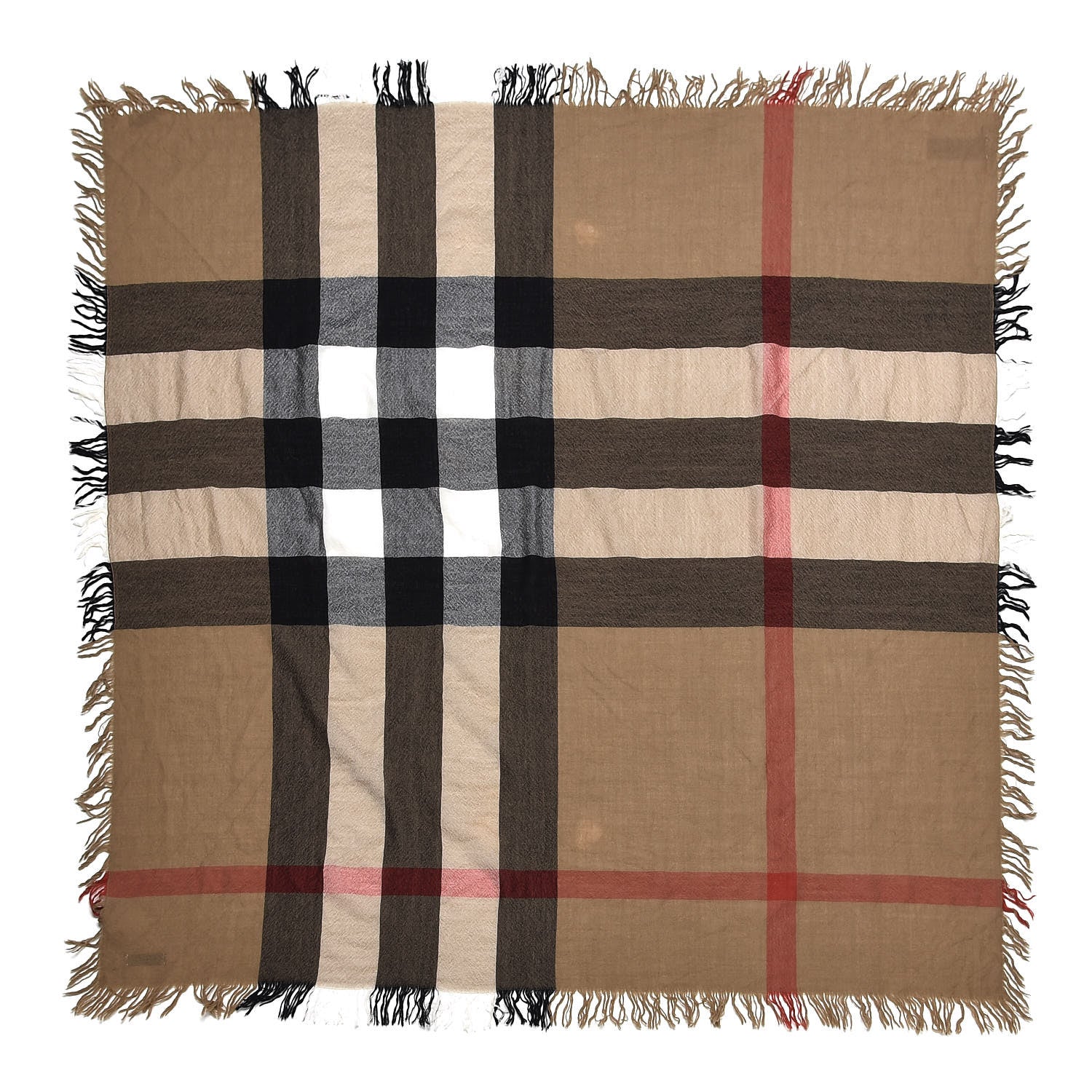 Burberry Merino Wool House Check Fringe Lightweight Scarf 1 of 6