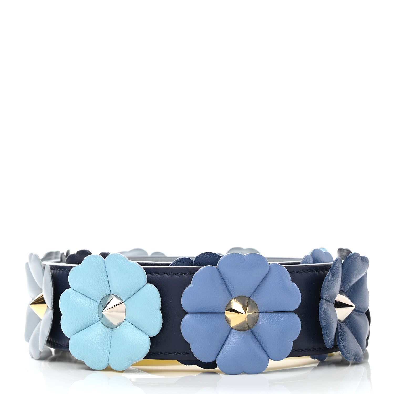 Fendi Vitello Dolce Flowerland Bi-Color Studded Strap You Blueberry Azzurro Polvere Multicolor 2 of 5