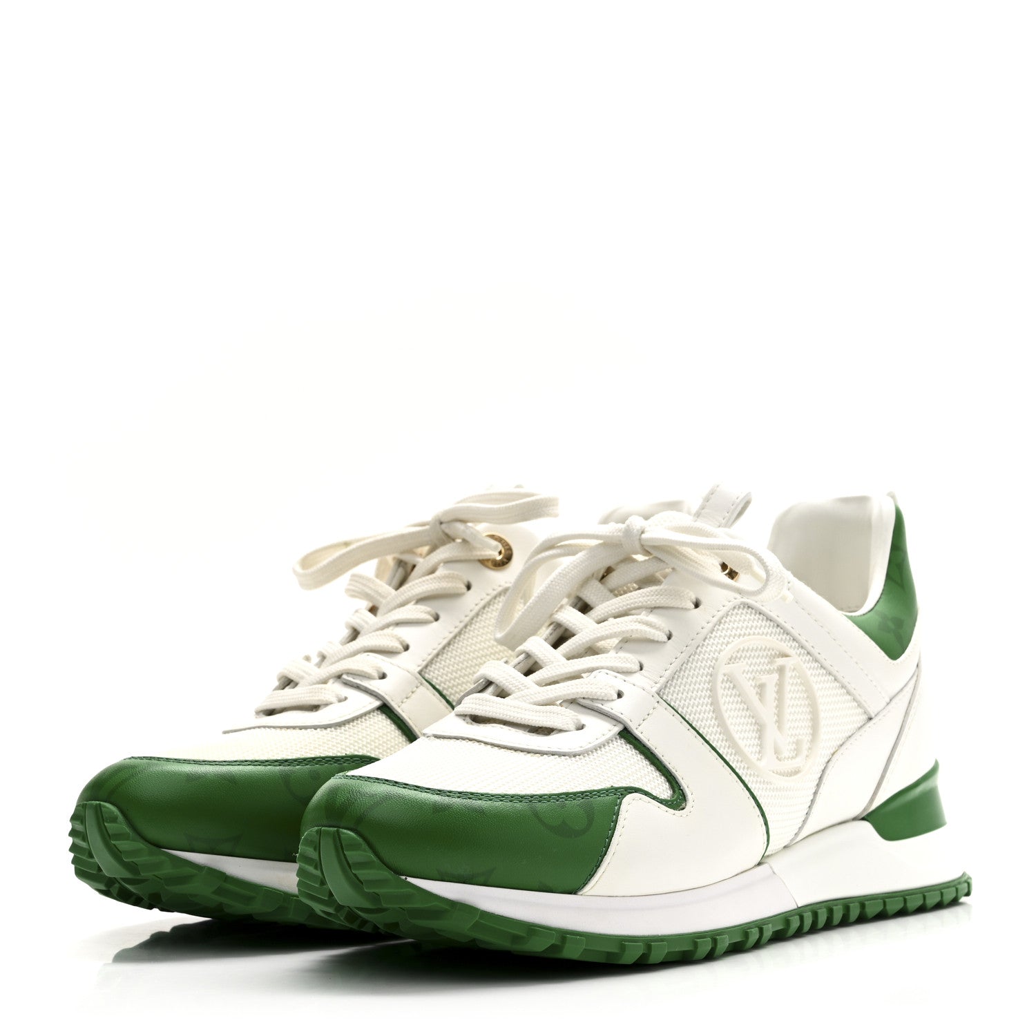 Louis Vuitton Calfskin Monogram Run Away Sneakers 37 White Green 4 of 12
