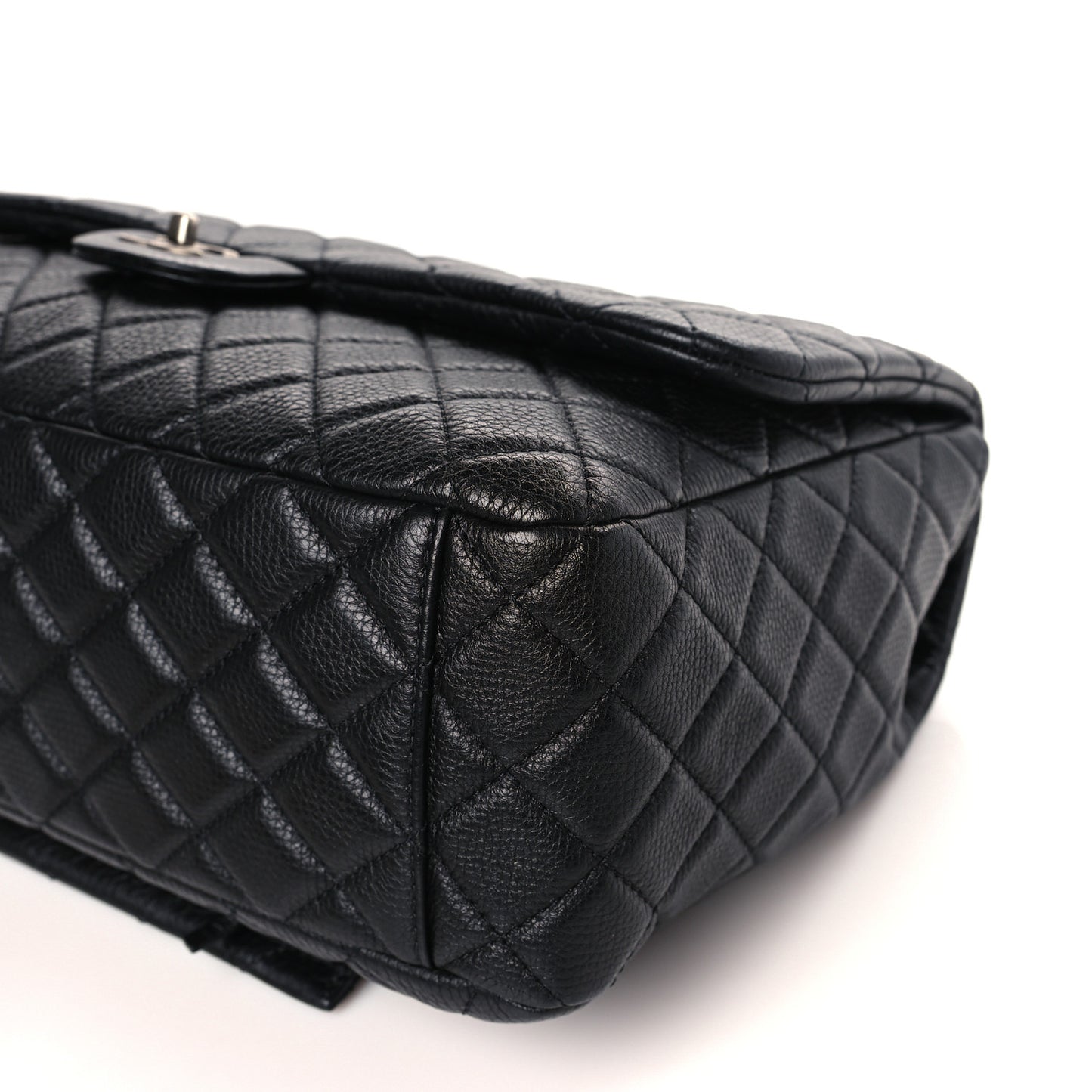 Grained Calfskin Quilted Small XXL Travel Flap Bag Black