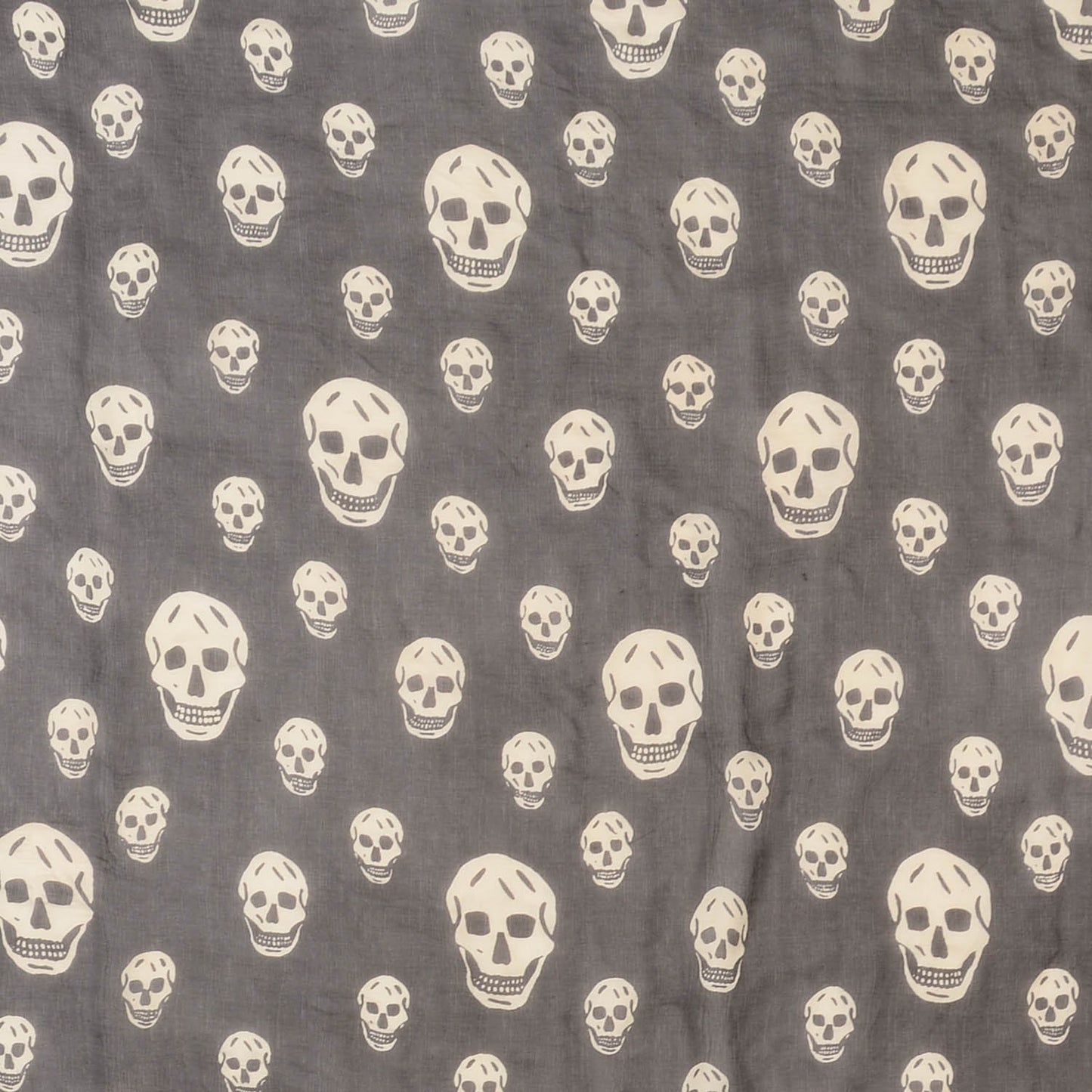 Silk Chiffon Skull Scarf Black Ivory
