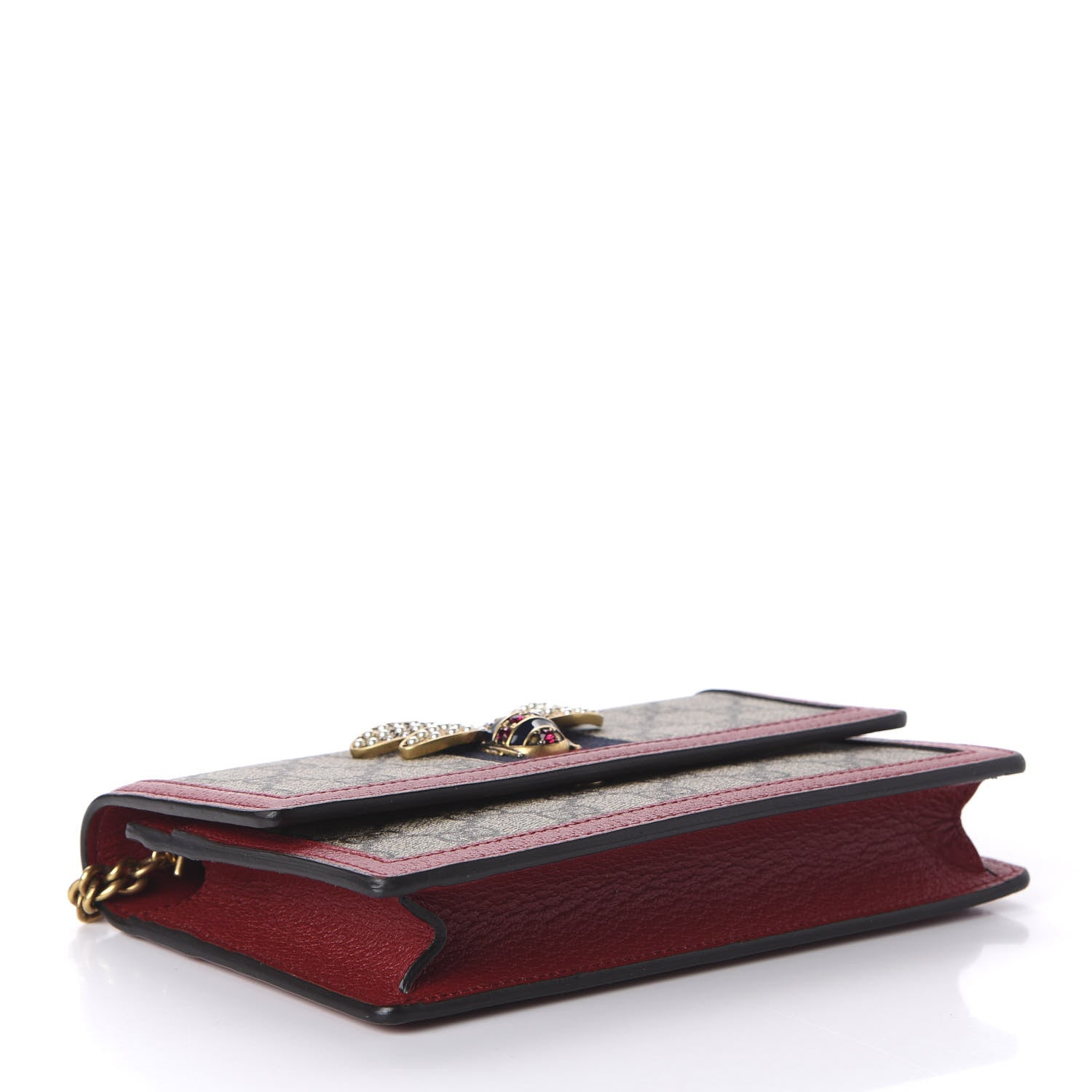 Gucci GG Supreme Monogram Web Queen Margaret Chain Wallet Red 4 of 9