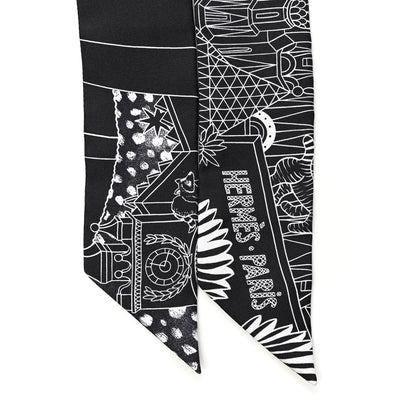 Hermes Silk Animapolis Twilly Black White 2 of 3