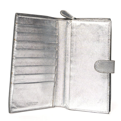 Bottega Veneta Metallic Grosgrain Intrecciato Continental Wallet Silver 5 of 9