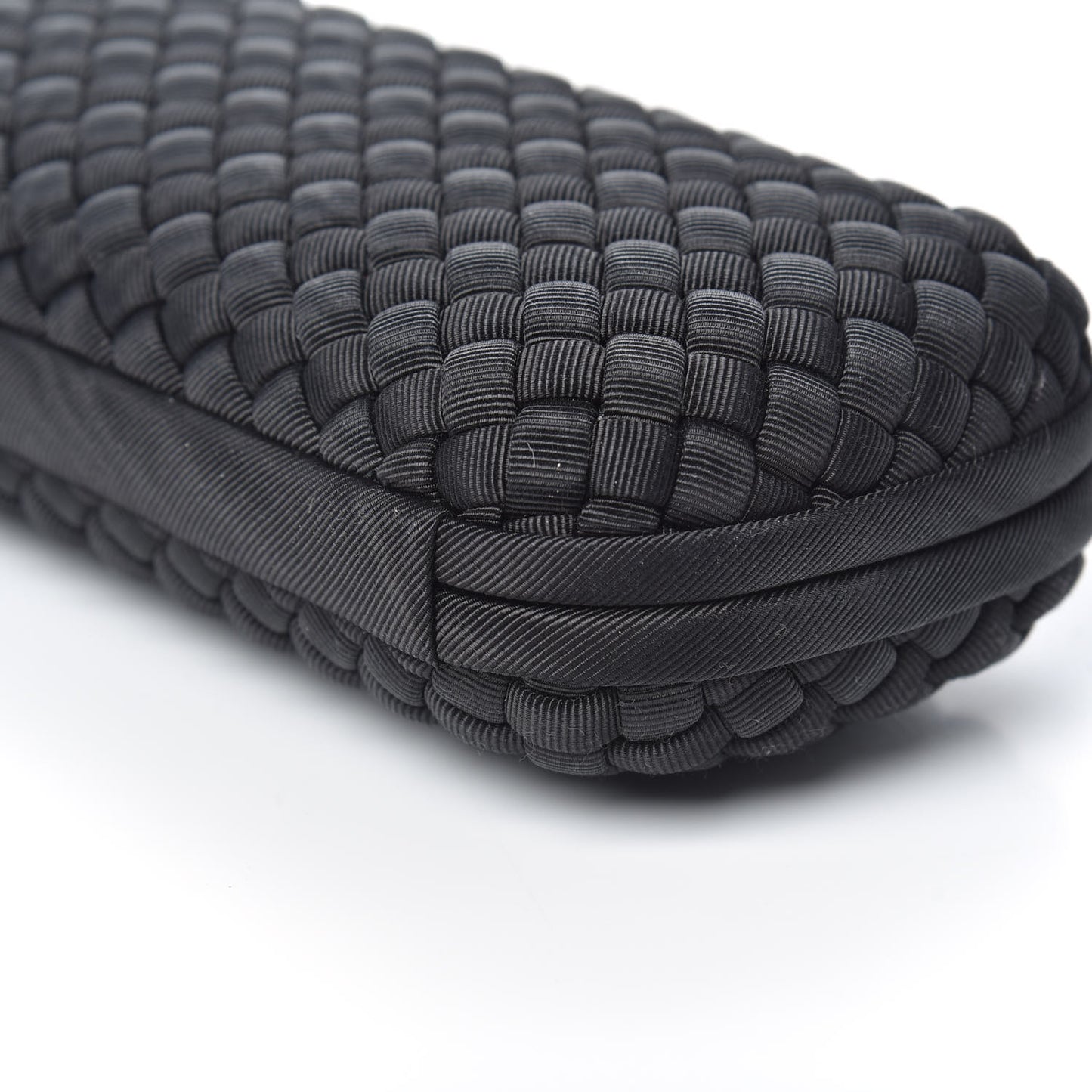 Silk Faille Intrecciato Knot Clutch Black