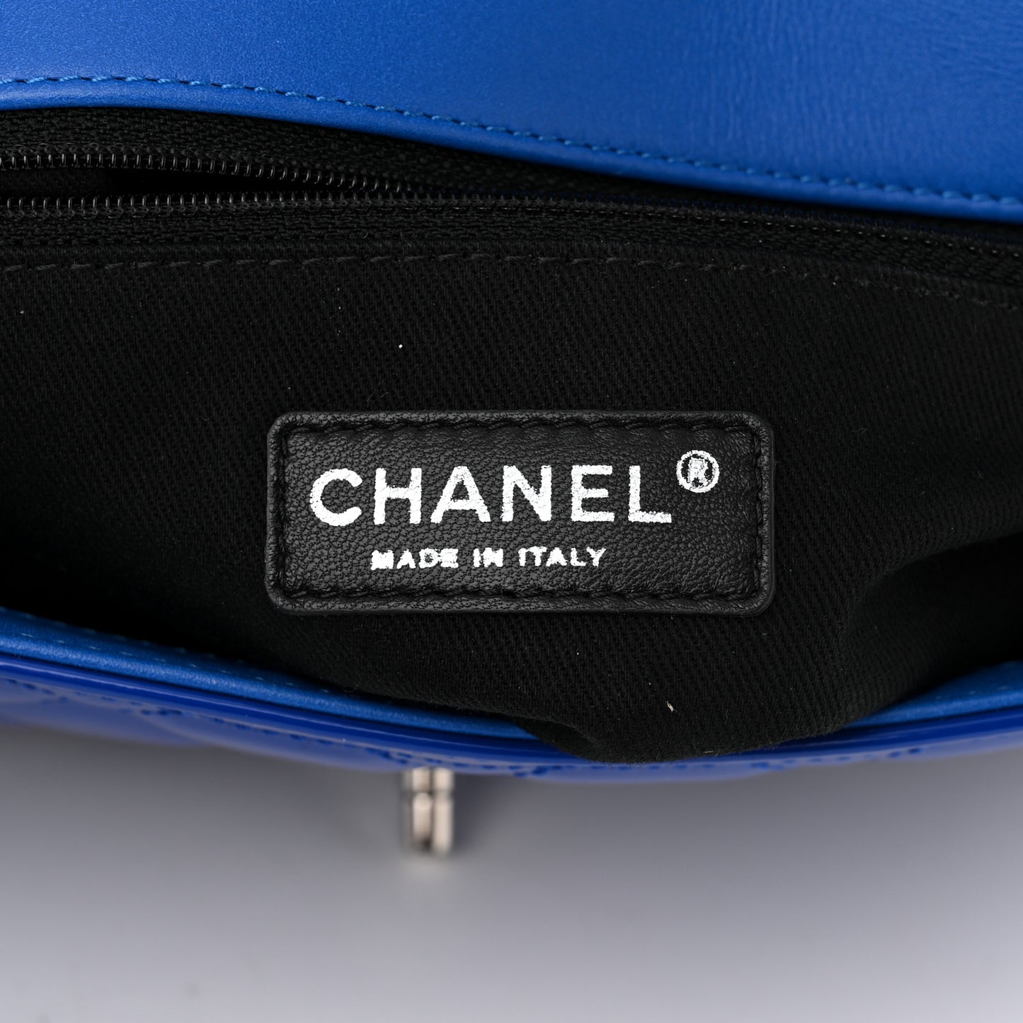 Patent Quilted Large Coco Shine Flap Blue