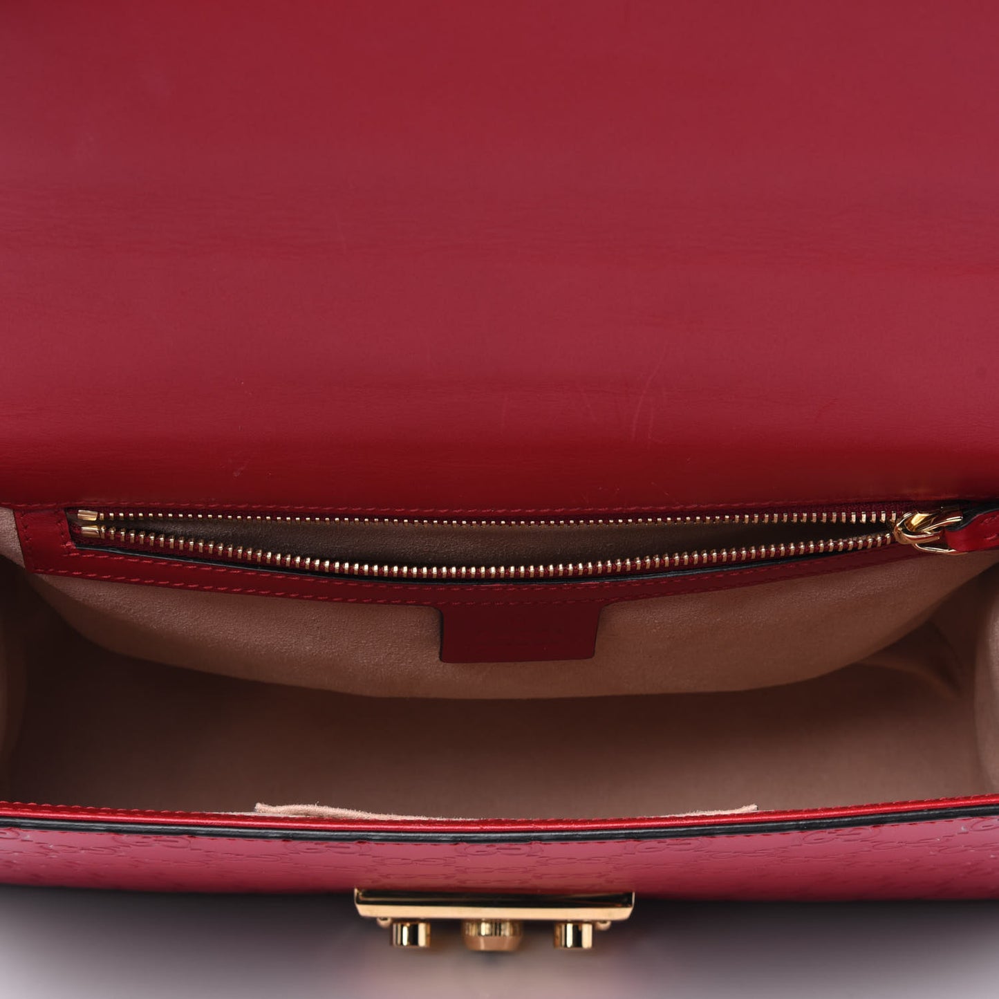 Guccissima Medium Padlock Shoulder Bag Hibiscus Red